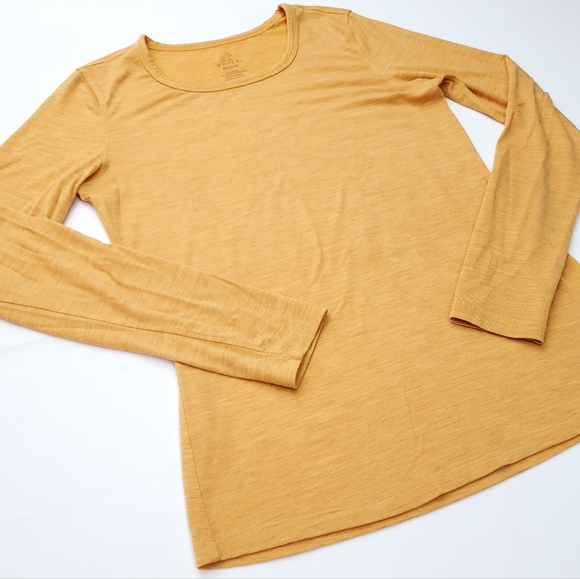 WOOLX Women's Merino Wool Base Layer Top Shirt Yellow Long Sleeve Thermal Size M - Picture 6 of 8